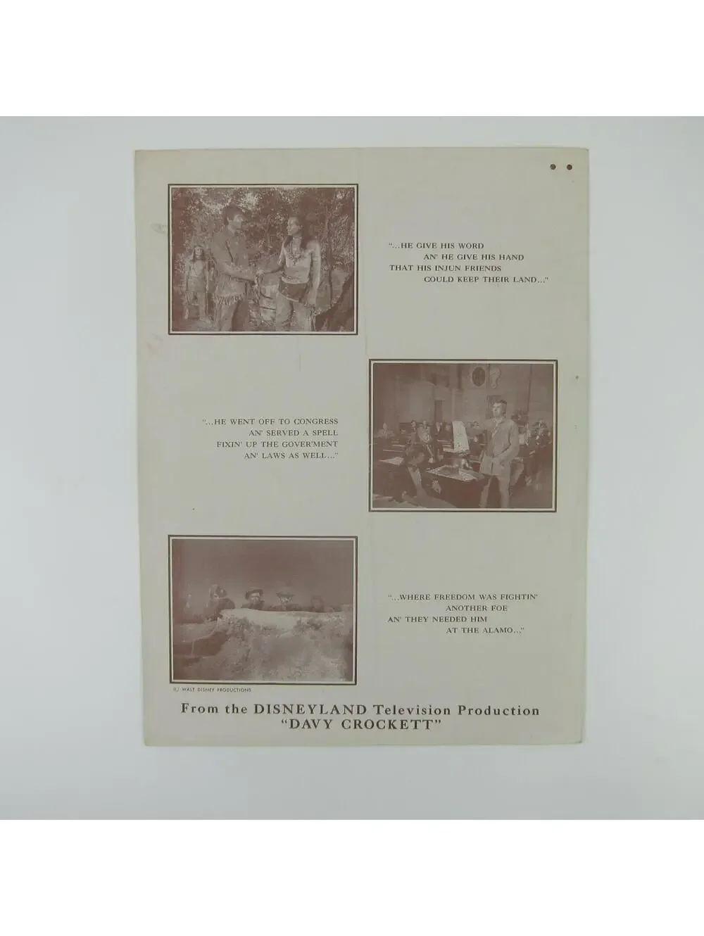 Sheet Music The Ballad of Davy Crockett Tom Blackburn George Bruns Vintage 1954